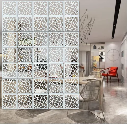 Vista 2 de Divisor blanco para colgar habitaciones, 12 piezas de paneles de madera y plástico para bricolaje, divisores de pared para decoración de habitación