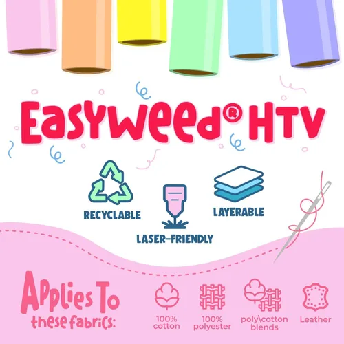 Vista 6 de Siser EasyWeed Heat Transfer Vinyl 11.8" x 15ft Roll (White) - Compatible with Siser, Cricut, Silhouette and Other Craft/Professional Cutters