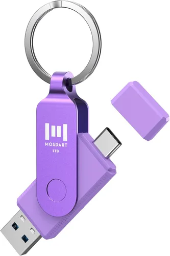 Vista 25 de MOSDART ExFAT - Memoria USB C 3.2 de 64 GB de velocidad rápida C y A, con llavero e indicador LED, para iPhone 15, 16, 17, teléfono Android, iPad