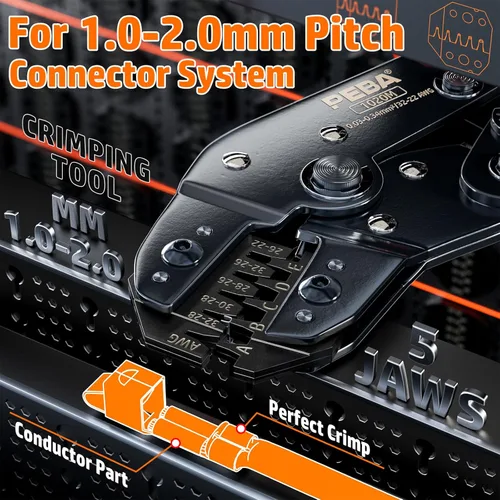 Vista 2 de PEBA JST Engarzador con Ratillo 32-22 AWG para Conectores Micro de 1.0mm/1.25mm/1.5mm/2.0mm de Pitch, Herramienta de Engarzamiento para JST-SH