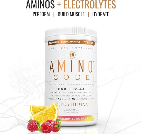 Vista 5 de Ultra Human Amino Code Aminoácidos esenciales + BCAA + electrolitos de agua de coco Bebida energética de aminoácidos de recuperación
