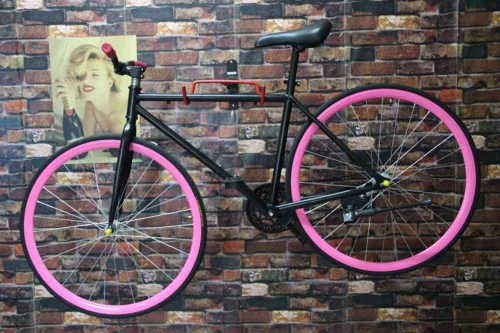 Vista 4 de Dirza Soporte de pared para bicicleta, paquete de 2 unidades, plegable, para almacenamiento de bicicletas, horizontal, gancho para garaje, cobertizo