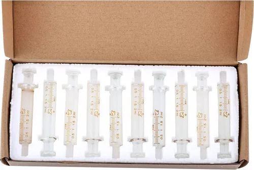 Vista 7 de Paquete de 10 jeringas de vidrio de 0.1 fl oz con tapas para líquido, jeringas de vidrio de borosilicato para aplicador de aceite o pegamento, sin
