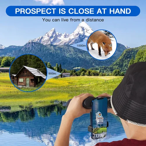 Vista 6 de Zoom - Binoculares de 10-24 x 50 para adultos con adaptador para teléfono inteligente, compactos e impermeables para observación de aves, caza