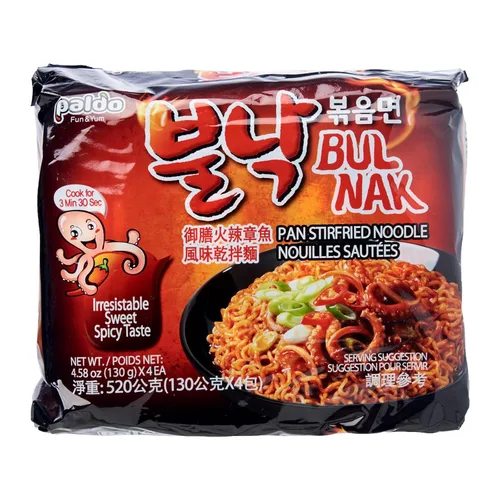 Paldo, Fideos picantes de pulpo de fuego (4 unidades, 4.58 onzas cada uno), 18.34 onzas