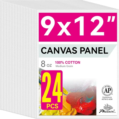 Vista 34 de PHOENIX Paneles de Lienzo Pequeños para Pintura de 3x5 Pulgadas, Paquete de Valor de 12 Unidades - 8 Oz Triple Imprimado 100% Algodón Libre de Ácido