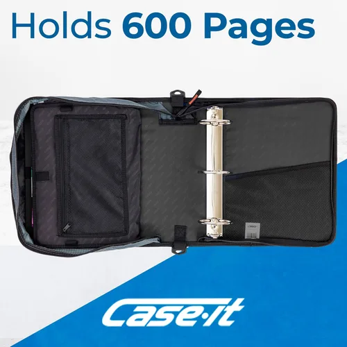 Vista 3 de Case-it Mighty Zip Tab - Carpeta escolar con cremallera, junta tórica de 3", capacidad para 600 hojas, carpeta expansible de 5 asignaturas