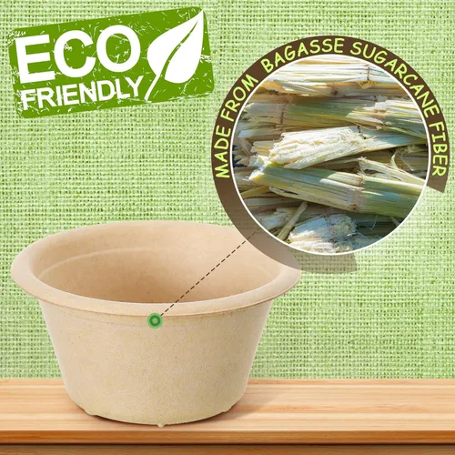 Vista 4 de Sieral Vasos de fibra de bagazo natural de 2 onzas, comida desechable, caña de azúcar, pequeña porción de muestra, biodegradables, compostables