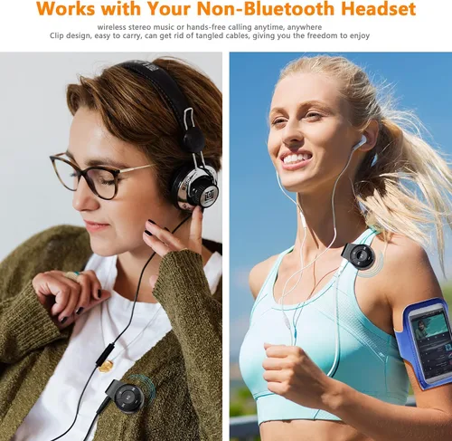 Vista 2 de Receptor Bluetooth/kit de automóvil, receptor de audio inalámbrico Bluebyte Clip para auriculares de audio de automóvil, adaptador inalámbrico