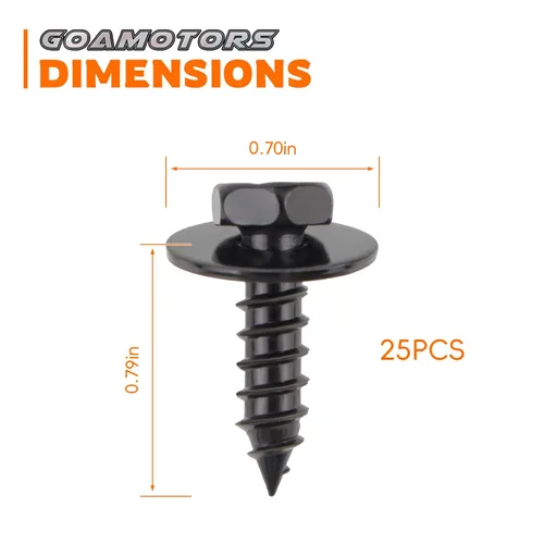 Vista 3 de GoaMotors 25 Uds. 90159-60477 Parachoques Splash Shield Fender Tornillo Tornillo Clips de cabeza hexagonal 9015960477 para Toyota Camry Prius FJ