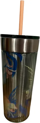 Vista 2 de Starbucks Vaso de acrílico floral grande de 16 onzas con tapa de vidrio y pajita de durazno 2023