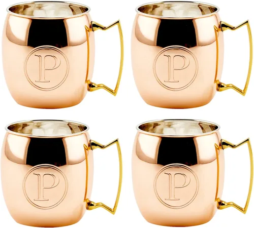 Vista 17 de Old Dutch International Taza sólida Moscow Mule, 16 onzas, monograma A, cobre