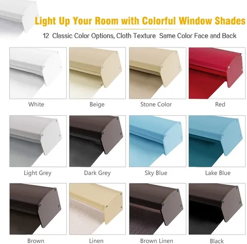 Vista 5 de Yin Yang Persianas motorizadas opacas sin cordón, con control remoto beige, inalámbricas y recargables, persianas de oscurecimiento de habitación