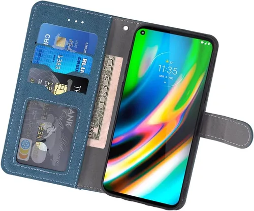 Vista 3 de Asuwish Funda compatible con Moto G9 Plus y protector de pantalla de vidrio templado, soporte para tarjetas de crédito, accesorios celulares, funda