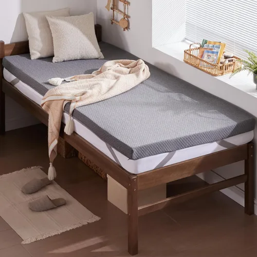 Vista 12 de SINWEEK Cubrecolchón de espuma viscoelástica de gel de 2 pulgadas, tamaño Twin, almohadilla ventilada de alta densidad para dolor de espalda