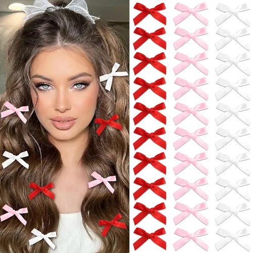 Vista 13 de 20 piezas de lazos negros para el cabello con cinta, clips tipo cocodrilo para el cabello, pasadores para el cabello para adolescentes, pinzas