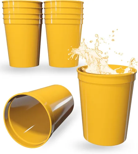 Vista 26 de PartyPrints Paquete de 100 vasos de plástico en blanco reutilizables de 16 onzas, vasos de estadio a granel, sin BPA, aptos para lavavajillas, vasos