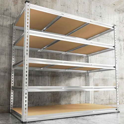 Vista 9 de REIBII Estantería de garaje, estantes de almacenamiento de 4 niveles con carga de 2000 libras, estantería de garaje ajustable resistente, estantes
