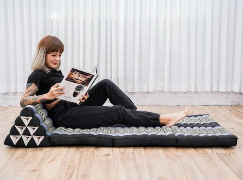 Vista 32 de Leewadee - Cómodo colchón japonés para piso - Cama tailandesa para piso con cojín triangular - Colchón futón - Estera de masaje tailandesa, 67 x 21
