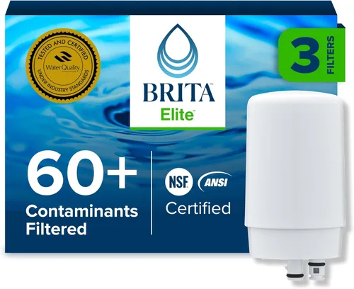 Brita Filtro de agua de repuesto para montaje en grifo, elimina el 99% del plomo, sistema de filtración de fregadero, blanco, 3 unidades
