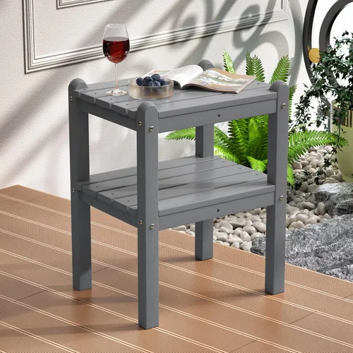 Vista 10 de TORVA Mesa auxiliar para exteriores, 17 x 18 x 18 pulgadas, mesa de centro de jardín para patio, reciclable y resistente a la intemperie, con Negro