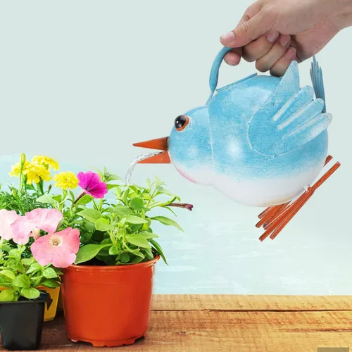 Vista 6 de Regadera de metal linda de pájaro para plantas de interior/exterior, regadera pequeña funcional de jardín, regadera decorativa para plantas de casa