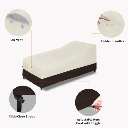 Vista 4 de Easy-Going Funda impermeable para tumbona para exteriores, funda para silla de patio resistente, resistente al viento, funda para muebles
