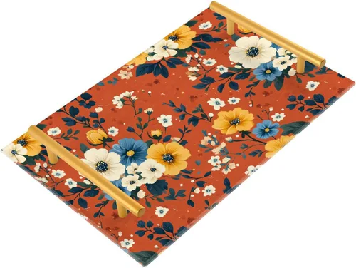 Vista 24 de Rose Reverie Peach Bathroom Vanity Tray Toilet Tank Tray Bathroom Counter Storage for Counter