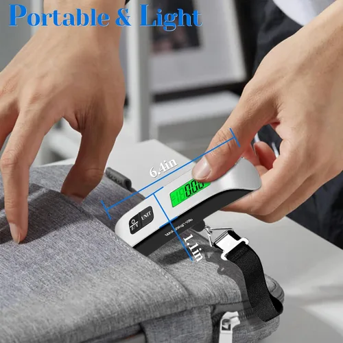 Vista 6 de Báscula de equipaje, báscula de equipaje de 110 libras con funciones de conmutación de 4 unidades y pantalla LED, báscula de equipaje digital