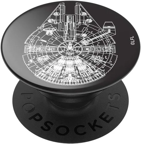 PopSockets Agarre adhesivo para teléfono, soporte, soporte para teléfono, Star Wars - Millenium Falcon Aluminio