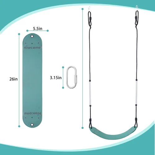Vista 2 de 2 piezas de soporte de asiento de columpio resistente de 330 libras, adecuado para patio trasero, jardín, parque infantil (verde)