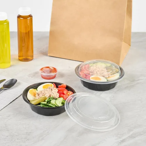 Vista 4 de Asporto - Cajas para llevar de 16 onzas, 50 recipientes de alimentos para llevar para microondas, tapas de plástico transparente incluidas, no Negro