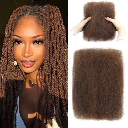 Vista 17 de Afro Kinkys - Extensiones de cabello humano trenzado a granel para torsión, 1 paquete de 1.76 oz (50 g), extensiones de rastas de reparación