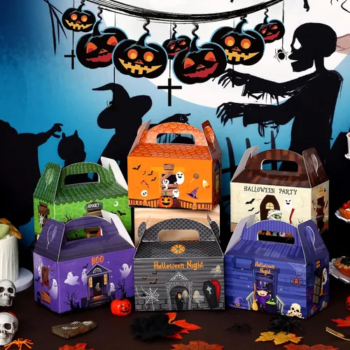 Vista 7 de TaoBary Juego de 24 cajas de dulces de Halloween, cajas de regalos de Halloween, cajas de regalos para regalos de cumpleaños, galletas
