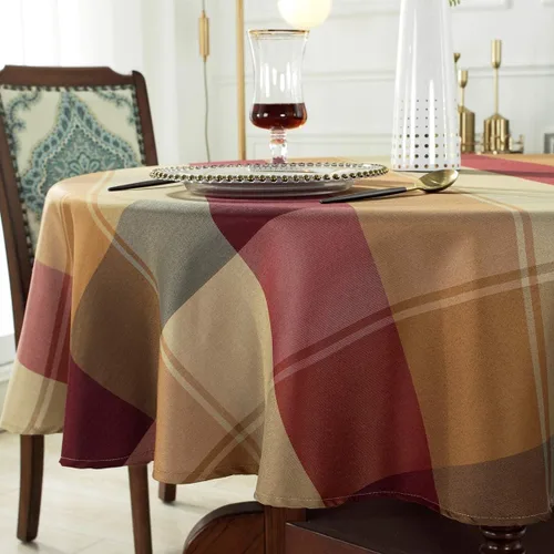Vista 10 de Mantel rectangular de poliéster estilo cuadros (rectangular/oblongo, 52 x 70 pulgadas (4-6 asientos), color gris