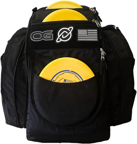 Discology Disc Golf OG Black V3 Disc - Bolsa de golf con capacidad para más de 26 discos, bolsa de mochila de golf de disco de alta calidad, diseño