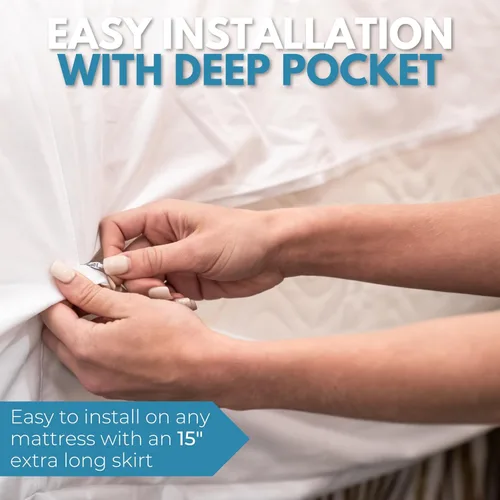 Vista 6 de Funda para colchón impermeable de alta calidad con cremallera, tamaño King, 78 x 80 pulgadas, 100% algodón, hipoalergénico, funda de colchón de seis