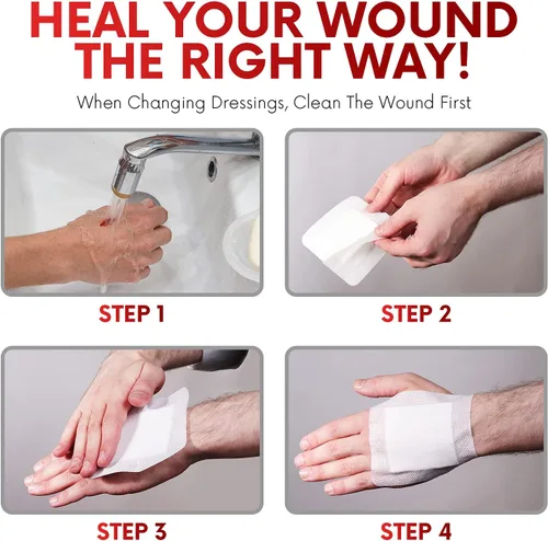 Vista 7 de HEALQU Aderezo de isla de gasa con bordes, 50 unidades, almohadillas de gasa estériles envueltas individualmente de 2 x 2 pulgadas con respaldo