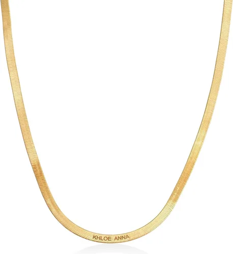 OAK & LUNA - Personalized Slim & Wide Herringbone Necklace with Custom Inscriptions - Designer Gift for Her, Women - Dainty Jewelry for Christmas,