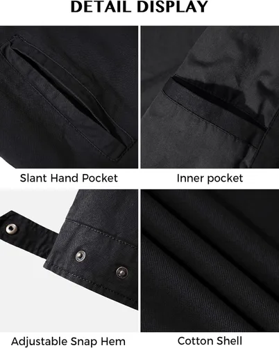 Vista 6 de WenVen Chaqueta militar informal ligera de lona para hombre