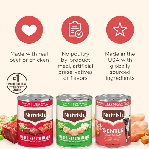 Vista 5 de Nutrish Gentle Digestion and Whole Health Blend Premium Paté - Alimento húmedo para perros, lata de 13 onzas, paquete de 12, el embalaje puede