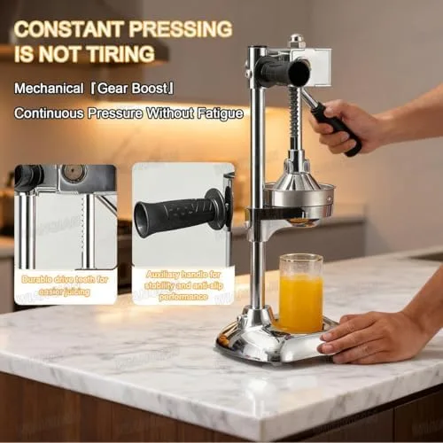 Vista 3 de Professional Stainless Steel Citrus Juicer, Manual Hand Press Fruit Juicer for Orange, Lemon, Lime, Pomegranate - Durable, Nutrient-Retaining