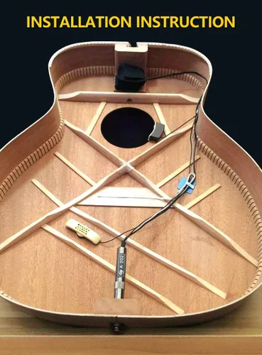 Vista 6 de Rocket A-201, micrófono profesional Piezo, ecualizador de guitarra, amplificador profesional. afinador con control de tono y volumen, with microphone