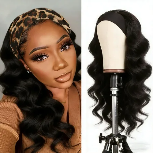 Vista 36 de XSY: Peluca de diadema de cabello humano de onda profunda sin pegamento, sin encaje frontal, peluca de diadema rizada, lista para usar y llevar