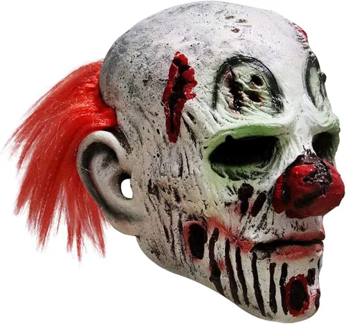 Vista 2 de longpo Máscara de payaso malvado de terror para Halloween, disfraz de zombi