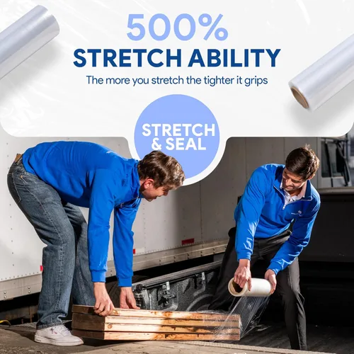 Vista 5 de International Plastics Co. Película elástica de plástico de 18 pulgadas 1200 pies 500% de capacidad de estiramiento