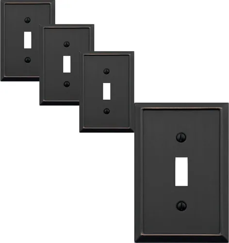 Vista 13 de OKAWYC Cubierta de Interruptor de Luz Individual en Blanco Placa de Pared de Metal Aria, Paquete de 4 Bronce Envejecido 1 Gang, Cubierta