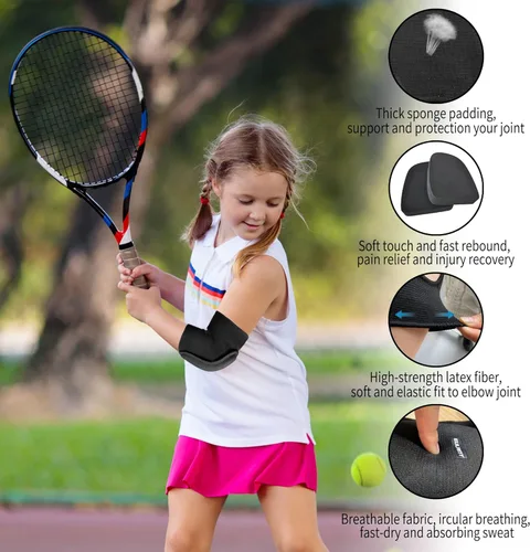 Vista 2 de EULANT Codera para niños, ajustable y transpirable, protector deportivo de neopreno, codera, codera, codera, vendaje para fútbol, ciclismo, golf