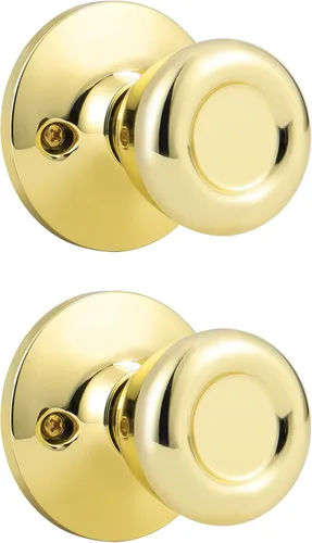 Vista 24 de GOBEKOR Paquete de 1 perillas para puerta de paso, pomos interiores de latón pulido sin llave, pomos de puerta de armario, pasillo, pomo de paso