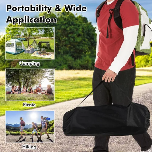 Vista 7 de Tangkula Mesa de campamento plegable de aluminio, mesa de campamento ligera enrollable para 4-6 personas con mesa grande y bolsa de transporte, mesa